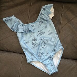 Zara Kids Light Blue Nautical Print Swimsuit